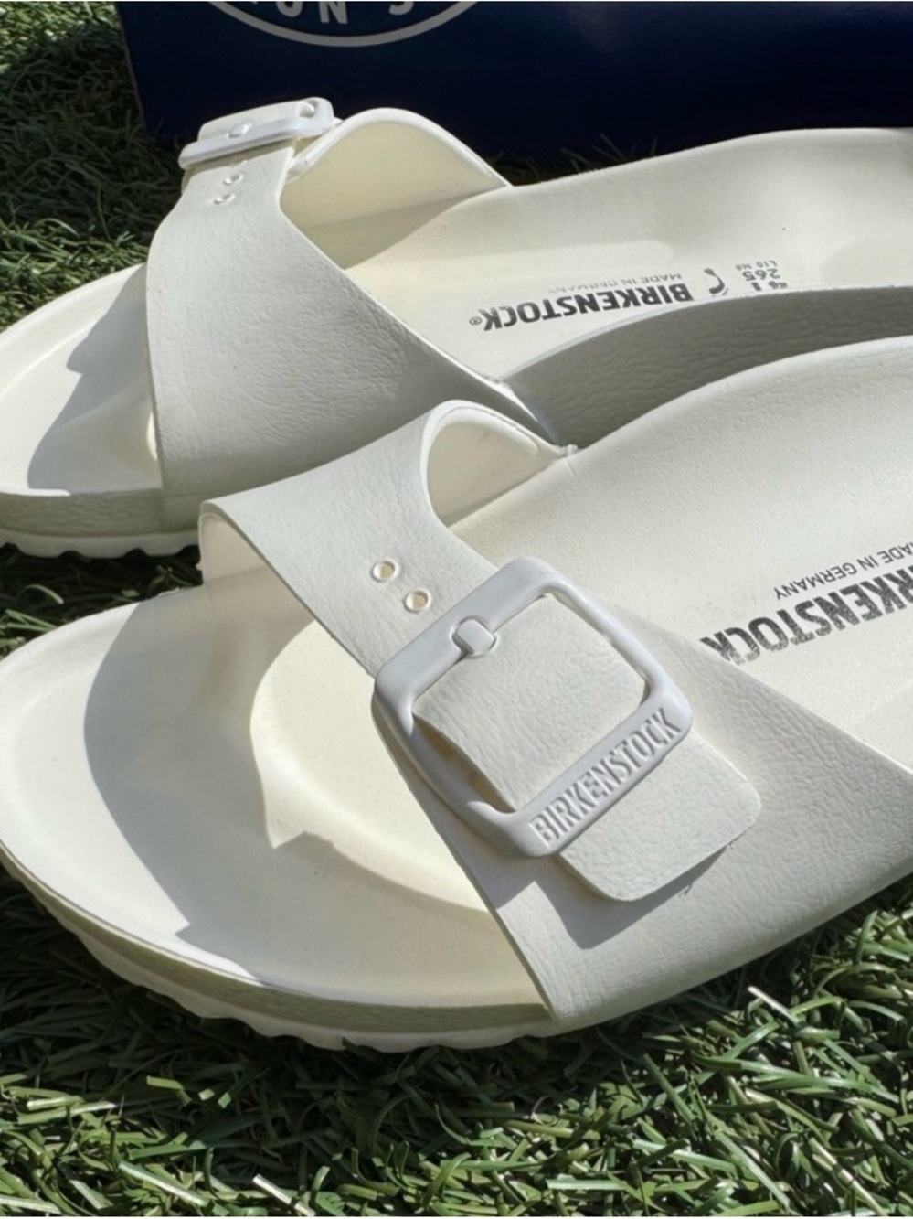 Birkenstock White Single-Strap EVA Slide Sandals